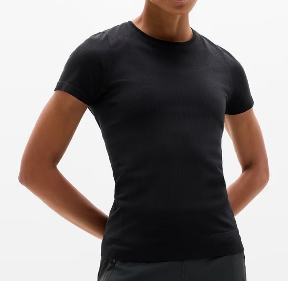 Athleta In Motion Seamless Black Tee T Shirt Women’s Small NWT